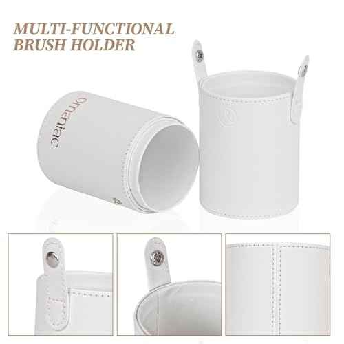 OMANIAC Makeup Brush Set Professional, 20Pcs Pearlescent Wood Handle Makeup Brushes, Premium Cruelty-Free Synthetic Fiber Hair, Travel Make up Brushes Set with Case (Ocean Blue)