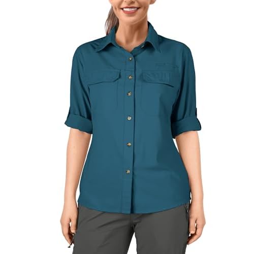 33,000ft Women's UPF 50 UV Sun Protection Shirt, Cool Quick Dry Long Sleeve Outdoor Fishing Hiking Safari Travel Shirt