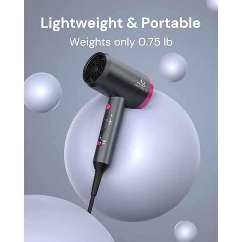 Hair Dryer with Diffuser for Curly Hair, 1800W Ionic Blow Dryer for Women & Men, Fast-Drying, Lightweight, Low Noise, Hair Care Styling Tool for Home, Travel