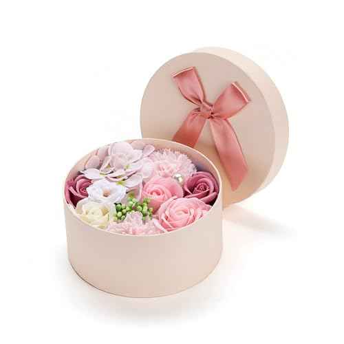 Luxury Beautiful Flora Scented Roses/Carnation Flower Bath Soap with Stem, Flower Soap in Gift Box, Gift for Birthday/Valentine's Day/Mother's Day (Pink)
