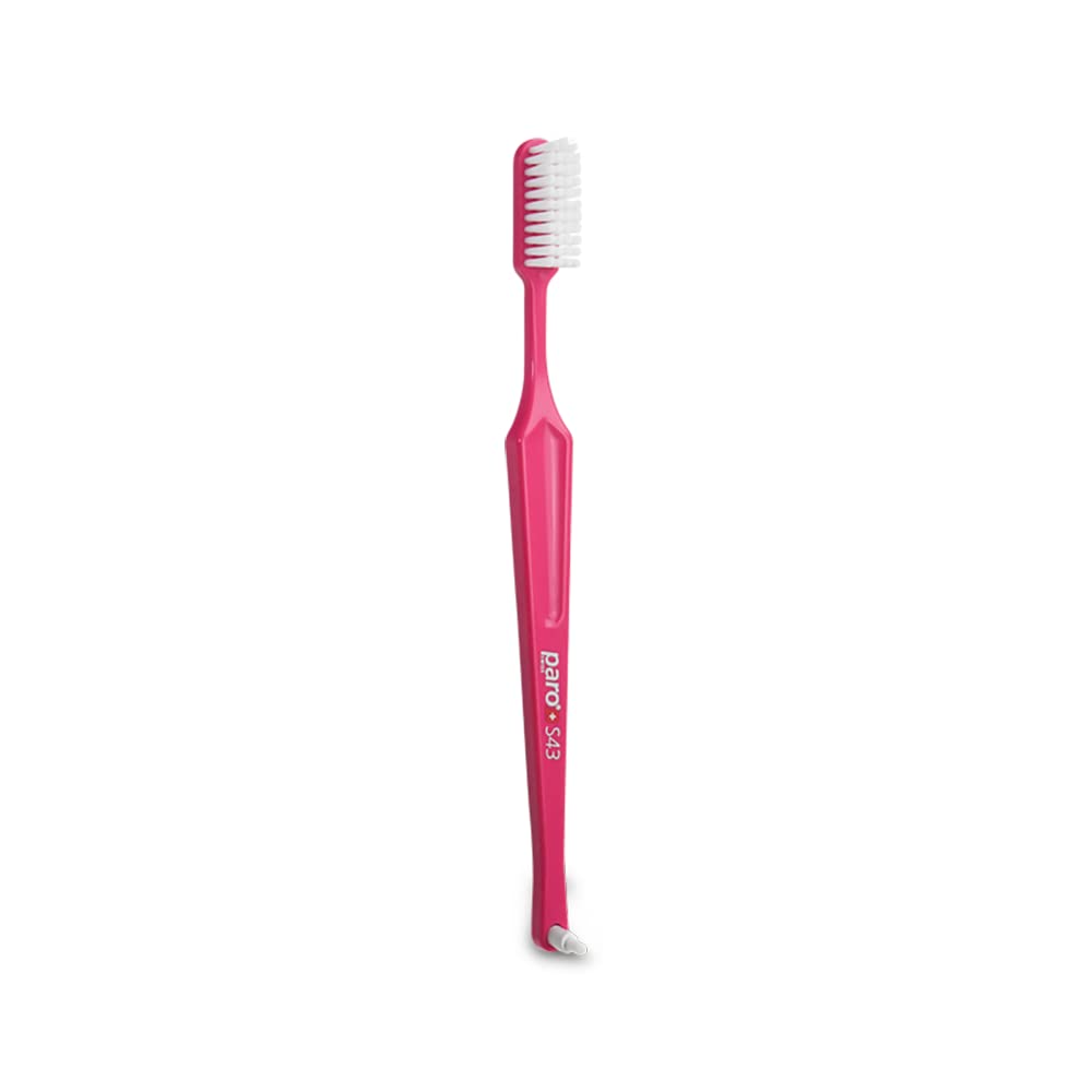 Paro S43 Toothbrush | Compact Brush Head with Soft Bristles | Exchangeable Inter Space F | 4 Rows, 43 Tufts | 6 Pack