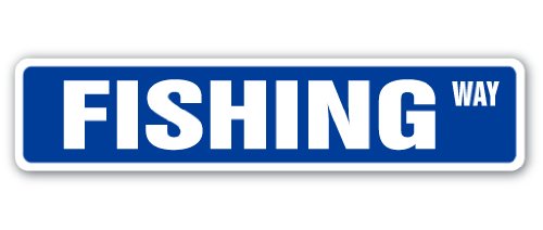 Fishing Street Sign Fly bass deep sea Ocean | Indoor/Outdoor | 18" Wide