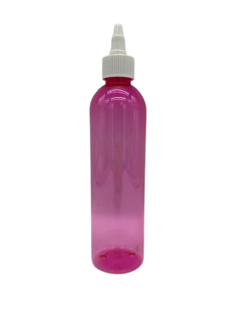 Natural Farms 8 oz Pink Cosmo Plastic Bottles -12 Pack Empty Bottle Refillable - BPA Free - Essential Oils - Aromatherapy | White Twist Top Caps - Made in the USA