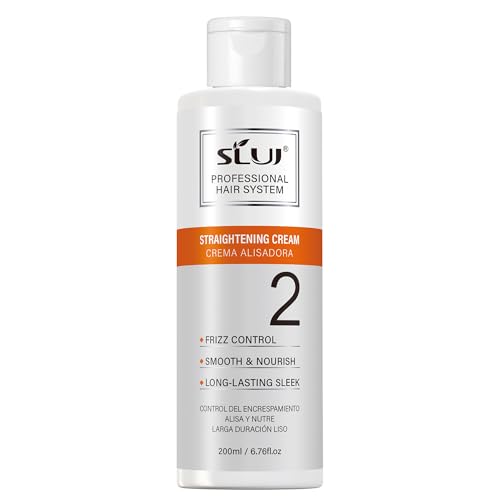 SLUJ Keratin Hair Treatment, Brazilian Straightening Cream with Keratin, Collagen & Hyaluronic Acid,18 Week Home Salon Professional Straightening - Keratina para Alisar el Pelo, Gentle Scent, 2 x Use