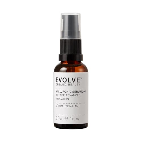 Evolve Organic Beauty - Natural Hyaluronic Acid 200 Serum | Weightless, Oil-Free, Hydrates, Plumps | Pomegranate Extract, Rosewater | Small-Batch, Vegan Clean Beauty (1 fl oz | 30 mL) Package May Vary