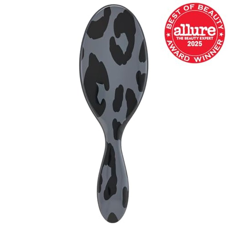 Wet Brush Original Detangler Hair Brush, Dark Gray Leopard (Safari), Ultra-Soft IntelliFlex Bristles, Detangling Bristles Glide Through Tangles (Wet & Dry Hair), Women & Men