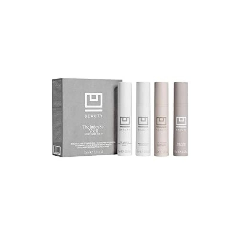 U Beauty Trial Index Set Volume 2 - Trial Size Skin Care Set with a Gentle Cleanser, Resurfacing Hyaluronic Acid Serum, Daily Face Hydrator, and Night Cream Moisturizer - 4-Piece Kit, 0.33 fl oz