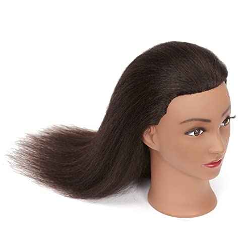 Hairginkgo Mannequin Head 100% Real Hair Manikin Head Styling Hairdresser Training Head Cosmetology Doll Head for Dyeing Cutting Braiding Practice with Clamp Stand (2022B0214)