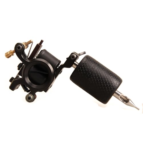 Coil Tattoo Machine Gun Iron Liner 10 Wraps Coils Shader Tattoo Kit Selflock Tattoo Grip Tube 25mm Silicone Grips Cover Tattooing Tips 5F 5R for Starter Tattooist