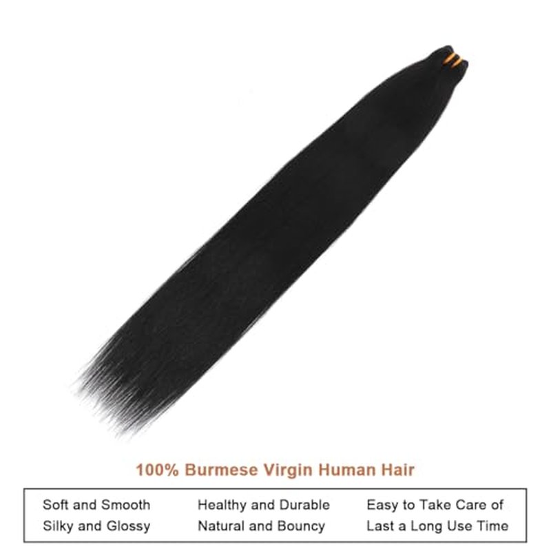 16A Raw Human Hair Bundles 100% Burmese Virgin Straight Bundles Human Hair, Sliky Boutique Extensions, Can Be Dyed and Restyled, Full Ends, Vertical Smooth (Straight 1 Bundle, 18 Inch)