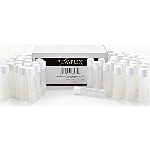 Vivaplex 50, Clear, Empty, 5.5 ml Lip Balm Tubes with White Caps