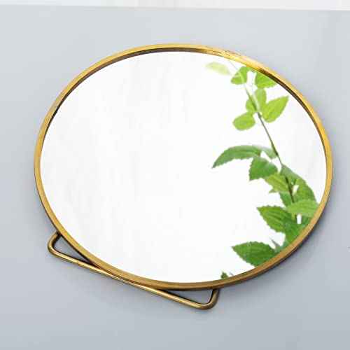 LONGSHENG - SINCE 2001 - Gold Vanity Makeup Mirror Table Desk Countertop Mirror Bathroom Shaving Make Up Mirror Home Decor-Round