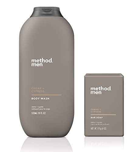 Method Men's - Cedar + Cypress Body Wash 18 Ounce & Cedar + Cyprus Bar Soap - Set of 2