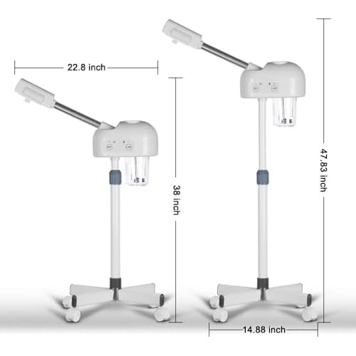 Professional Facial Steamer with Hot Mist Function, Stand Facial Steamer On Wheels, Height Adjustable & 360¡Æ Rotatable Nozzle, Use at Home & Salon SPA