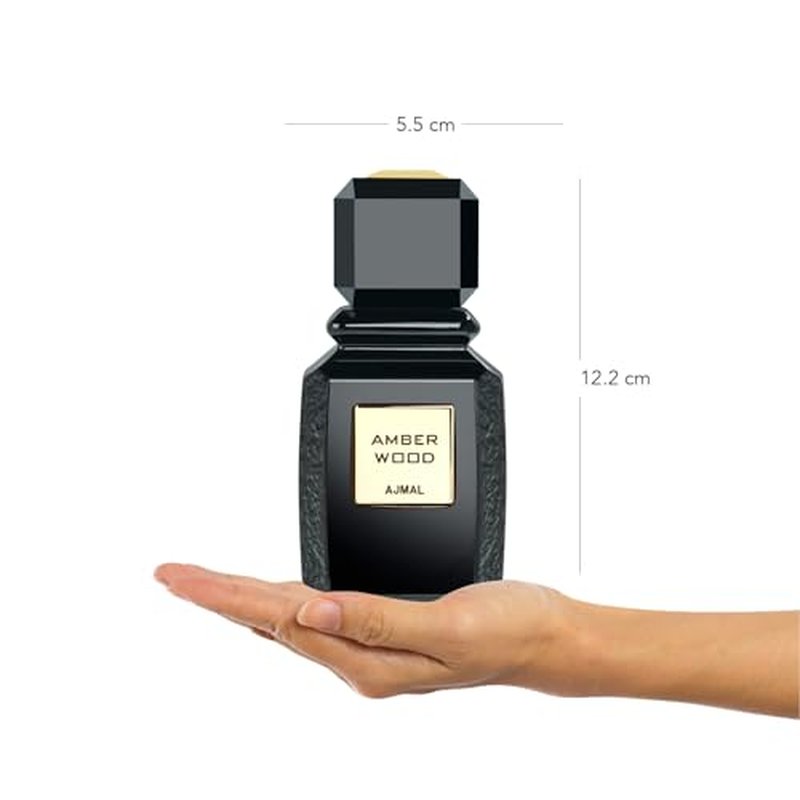Ajmal Amber Wood Eau De Parfum, 3.4 Ounce / 100 ML For Men & Women - Long Lasting Ambery Woody - Made in Dubai