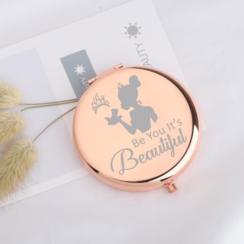 UJIMS Princess The Frog Inspired Gift Be You It¡¯s Beautiful Princess Compact Mirror Frog Lover Gift Fandom Gift (BeYouBeautiful Mirror)