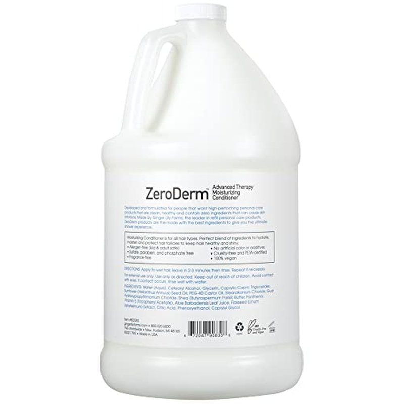 Ginger Lily Farms Botanicals ZeroDerm Advanced Therapy Moisturizing Conditioner for All Hair Types 100 Vegan CrueltyFree Fragrance Free 1 Gallon Refill Pack of, White, Unscented, 4 Count, (Pack of 4)