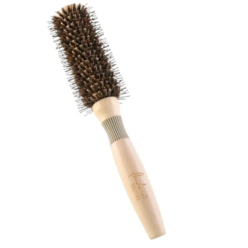 Pandora's Beauty Box The 101 GoShiny Hairbrush - FSC Wooden Handle/Boar Bristle Brush/Heat Resistant/Styling/Blowout/Round Brush (Medium, 50mm)