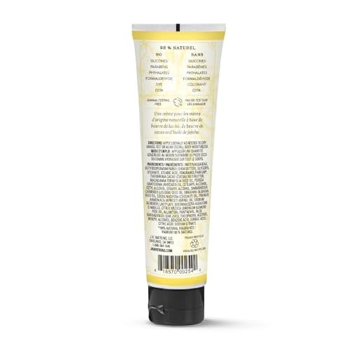 J.R. Watkins Natural Moisturizing Hand Cream, Hydrating Hand Moisturizer with Shea Butter, Cocoa Butter, and Avocado Oil, USA Made and Cruelty Free, 3.3oz, Lemon Cream, Single
