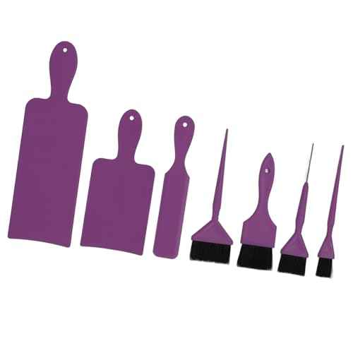 FILFEEL Balayage Highlighting Board Hair Dye Tools Hair Coloring Paddle Board Hair Dye Tool Set with Balayage Board and Brush Kit for Highlighting and Color Applying in Hair Salon (Purple)