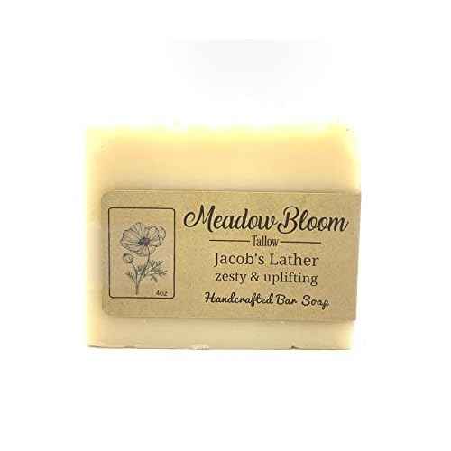 EST'D 2004 HC Meadow Bloom Tallow Bar Soap - Honey & Lemon 2 Pack - Made with All Natural 100% Grass Fed Tallow Handmade Soap Bar - Great for Face or Body Soap