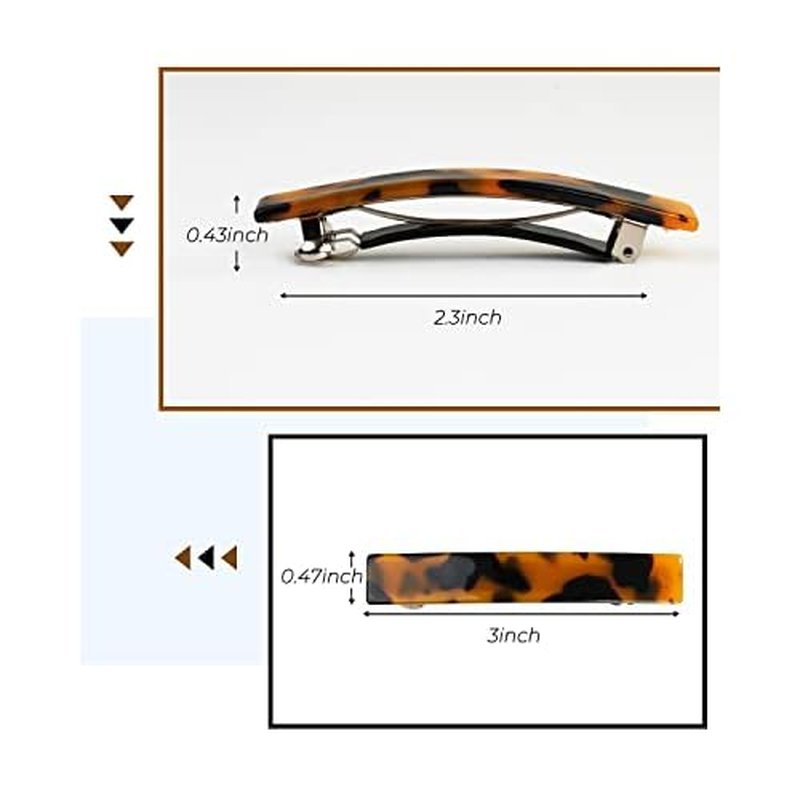 Hair Barrettes for Women, 8 Pcs Barrettes for Fine Thin Thick Hair, 3 Inch Acetate Small Clips Barrette No Slip, French Tortoise Shell Womens Girls Accessories