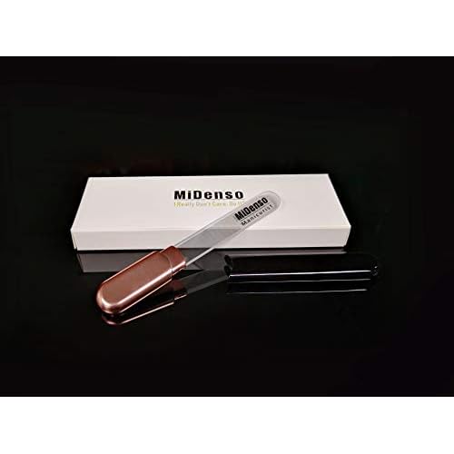 Premium Glass Nail File with Case, Crystal Diamond Salon Best Beauty Nail Buffer for Natural and Acrylic Nails Christmas Gift for Woman and Man,Black Gold