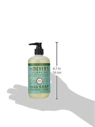 MRS. MEYER'S CLEAN DAY Hand Soap, Made with Essential Oils, Biodegradable Formula, Basil, 12.5 fl. oz (Pack of 4)
