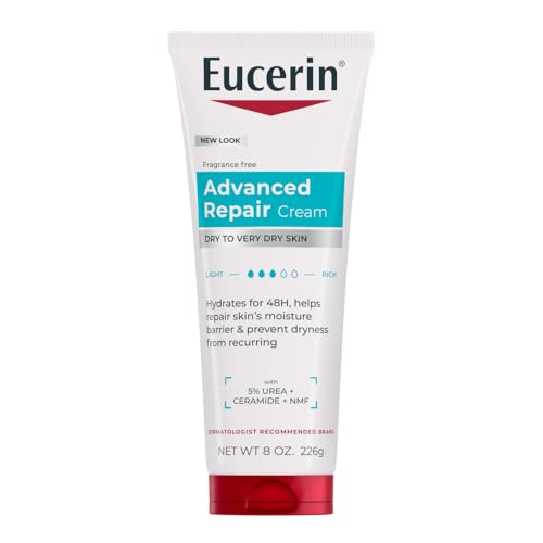 Eucerin Advanced Repair Body Cream for Very Dry Skin, Fragrance Free Daily Body Moisturizer, 8 Oz Tube