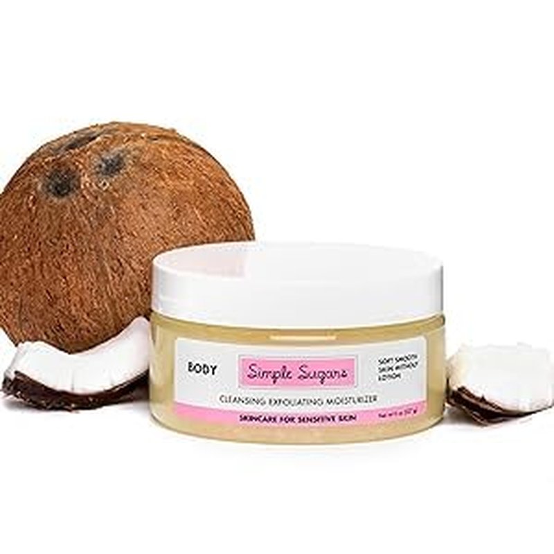 Coconut Body Exfoliating Moisturizer - Gentle Formula for Sensitive Skin, Eczema & Dryness | 8 oz