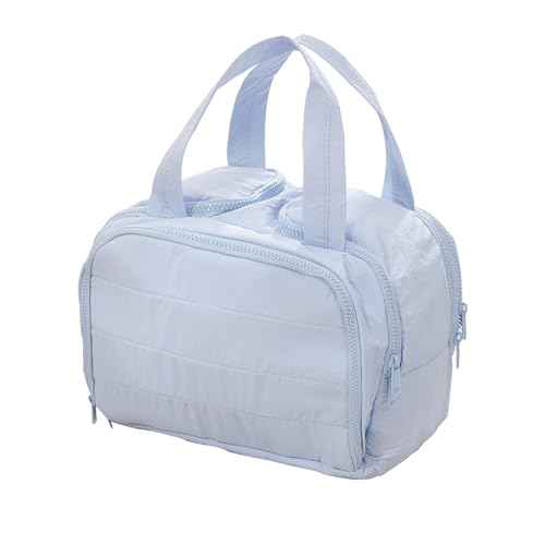 Women's cosmetic bag storage bag, travel toiletry bag, suitable for storing cosmetics and toiletries, soft and foldable for easy storage (sky blue)