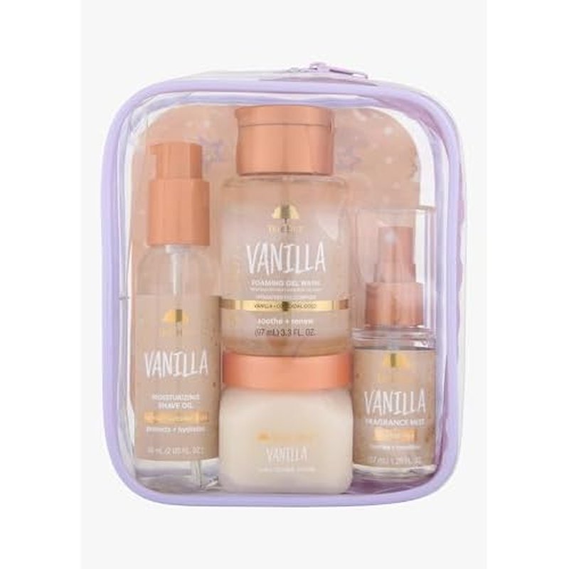 Tree Hut Vanilla Mini Best Sellers Kit, Exfoliating & Hydrating Body Care Travel Set, Nourishing Skin Care Bundle for All Skin Types, Perfect Holiday Gift & Stocking Stuffer