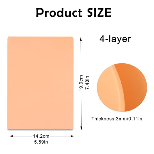 3MM Fake Tattoo Skin - 5pcs Tattoo Practice Skins Double Sides Professional Training Pad for Tattoos Training Depth Control Realistic Texture for Beginners to Professionals Tattoos Supplies