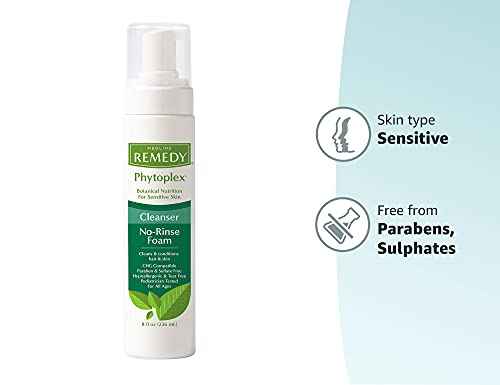 Medline Remedy Phytoplex Hydrating Cleansing Foam, No-Rinse Body Wash and Shampoo, Paraben and Sulfate-Free, 8 fl oz (Pack of 2)