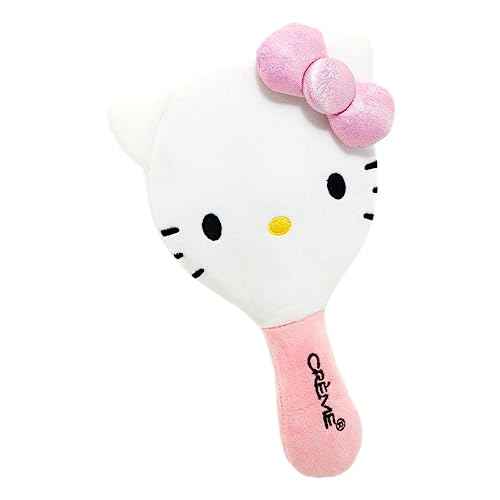 The Cr?me Shop X Hello Kitty Limited Edition Plush Portable Mirror - Genuine Sanrio - Soft Plush Covering - Glass Mirror - Embroidered Features - Sparkly Pink Bow - Ideal for Hello Kitty Lovers