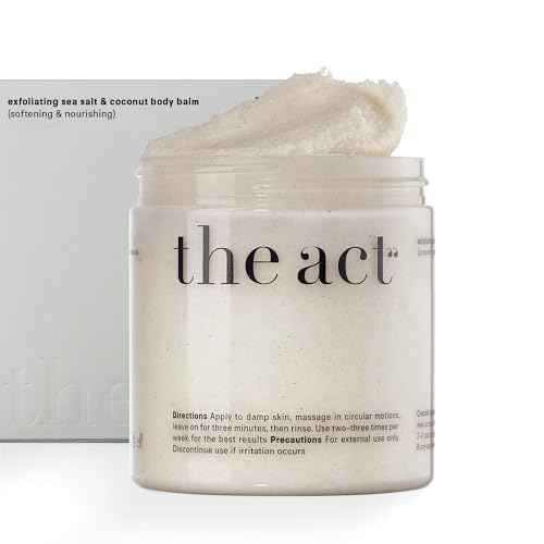 Exfoliating Body Scrub with Sea Salt & Coconut - Nourishing Restores Cleanser Body Balm - Home Spa Care, Vegan, Organic (10.58 Oz, Coconut)