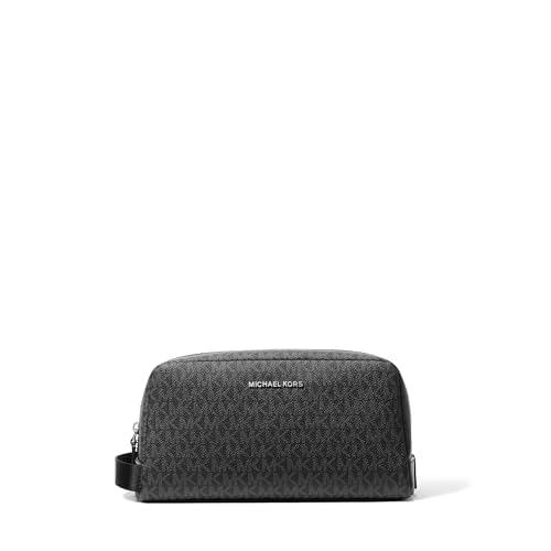 Michael Kors Hudson Toiletry Kit, Shiny Rhodium Hardware/Black