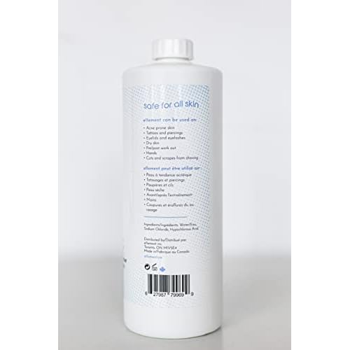 Hypochlorous Acid Spray - 1 L Refill ? Acne Prone Skin ? Eczema - Tattoo Aftercare ? Piercing Aftercare ? Saline Toner ? Facial Cleanser ? Lash Cleanser - All Natural Face and Skin Spray - e11ement
