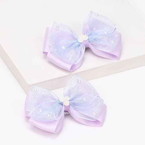 KISZU 4.5 Inch Flower Hair Bows Clips Mermaid Pearl HairPins for Girls Children Teens and Women