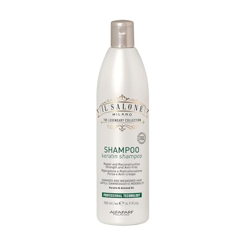 Il Salone Milano Professional Keratin Shampoo for Damaged Hair - Hair Repair Shampoo - Hair Treatment for Weakened Hair - Made with Almond Oil & Vitamin E - Salon-Quality Hair Care (16.9 oz / 500 ml)