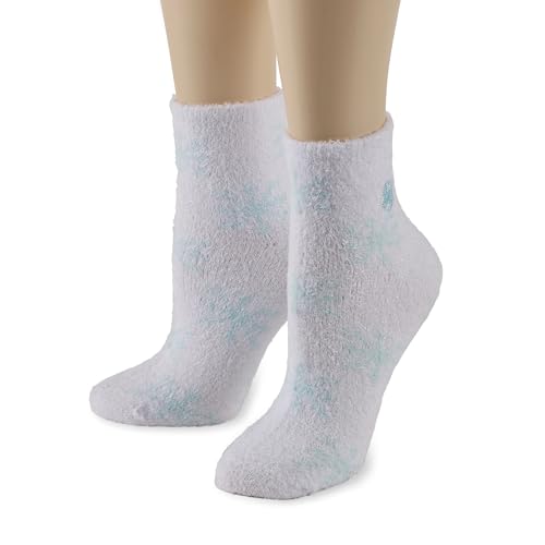 Earth Therapeutics Thera-Soft Aloe/Vitamin E Moisturizing Socks, Baby Blue/Snowflakes: 2 Pairs