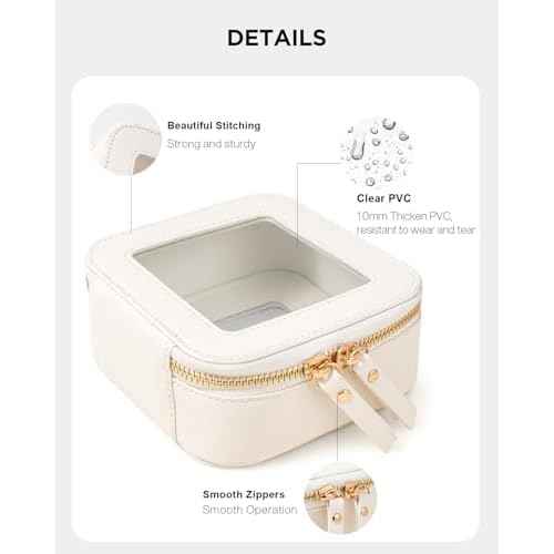 LETGO Clear Makeup Bags Small, Small Clear Makeup Bag for Purse,Mini Makeup Pouch Purse Organizer Fit Carry-on Travel Essentials,Cute Cosmetic Bags for Car Accessories for Women (Mini-White)