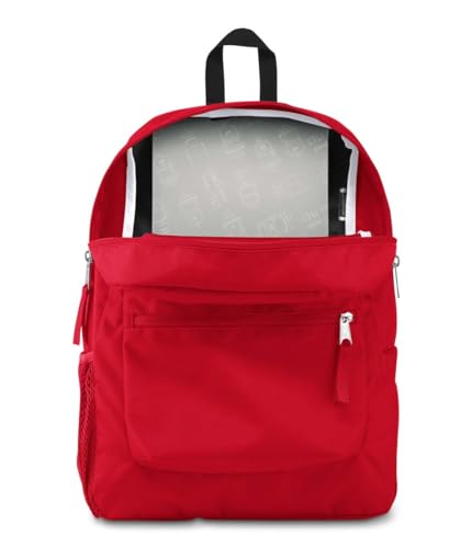 JanSport Cross Town Backpack 17" x 12.5" x 6" - Simple Bag for Everyone with 1 Main Compartment, Front Utility Pocket - Premium Class Accessories - Red Tape