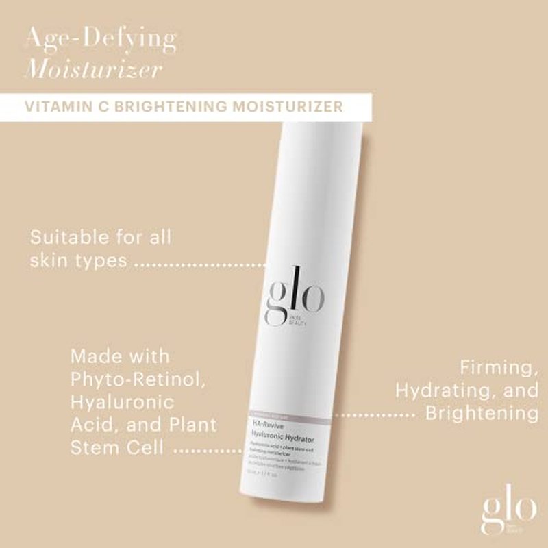 Glo Skin Beauty, HA-Revive Hyaluronic Hydrator | Hyaluronic Acid + Plant Stem Cell Facial Hydrating Moisturizer, 1.7 Ounces