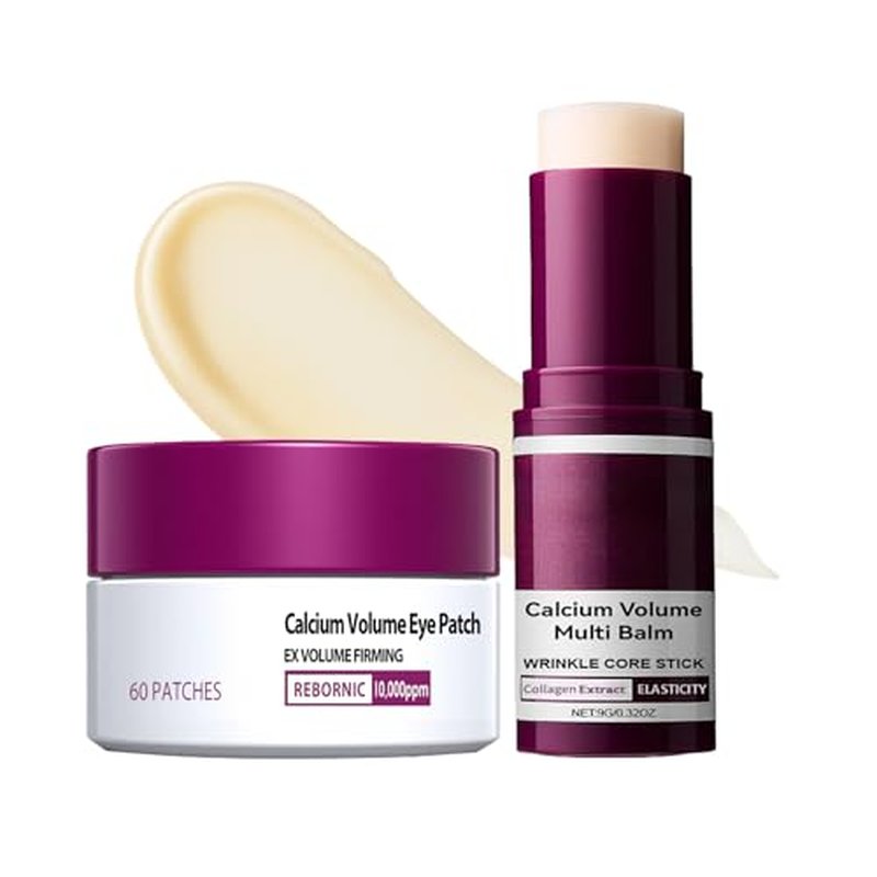 Eye Care Duo ? Calcium Volume Multi Balm Stick + Hydrogel Under Eye Patches 60ea (30 Pairs), Hydrating & Smoothing Eye Treatment, Gentle on Skin, Travel-Friendly