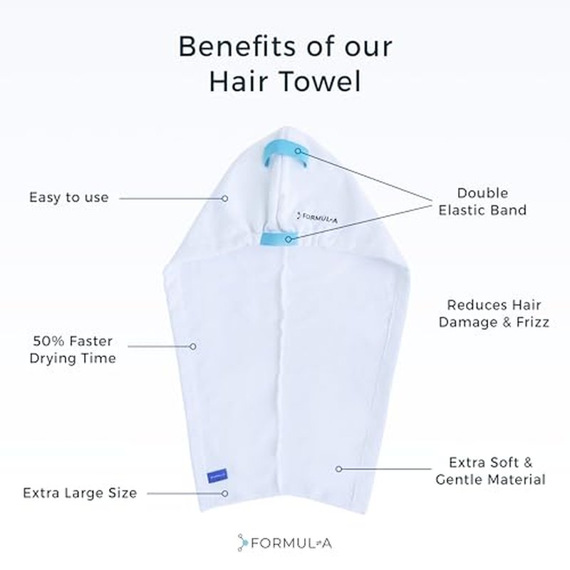 FORMUL-A Microfiber Hair Towel Wrap for Women ? Anti Frizz Towel - Fast Hair Drying Towel Wrap ? Hair Care Products ? Hair Plopping Wrap Towel ? Hair Turban for Wet Hair ? Super Absorbent