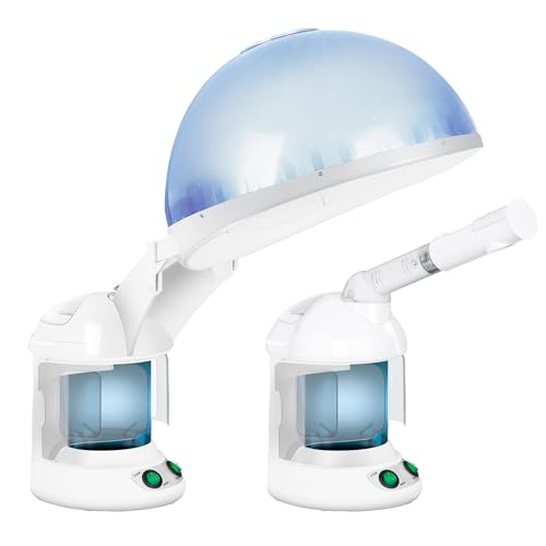 SUPER DEAL Hair Steamer PRO 3 in 1 Multifunction Ozone Facial Steamer with Bonnet Hood Attachment, Hair Therapy & Face Steamer for Personal Care Use at Home or Salon