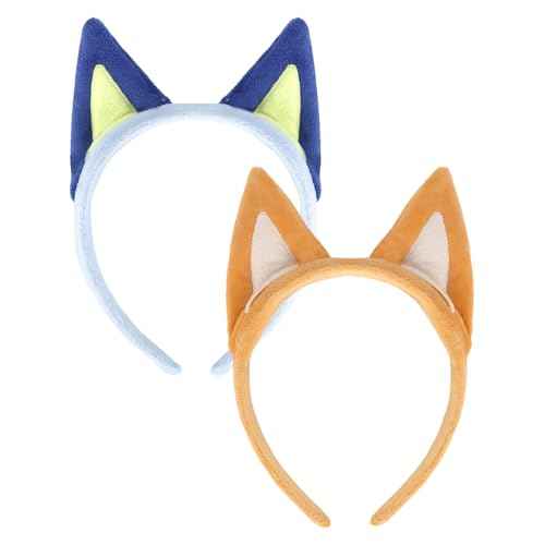 YISSION Dog Ears Headband For Adult, Plush Blue & Orange Headbands Family Halloween Ears Headband, Blue Birthday Party Decorations Party Favors Supplies Dog Ears Cosplay Costume Hair Accessories