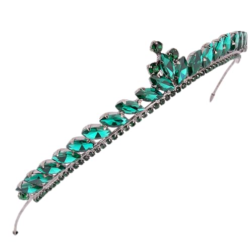 LIMELIA Handmade Slim Green Tiara for Women ? Glitter Crown for Henna, Wedding, Prom, Birthday, Pageant, Halloween & Christmas | Crystal Headpiece ? Slim Design