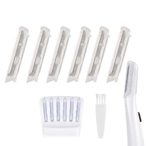 6 Pack Replacement Heads for Finishing Touch Flawless Dermaplane Glo Facial Exfoliation Tool, Replacement Blades for Flawless Dermaplane Razor- Include Replace Tray + Clean Brush